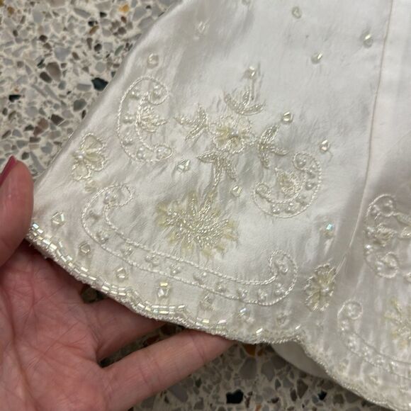 Marina by Marina Bresler 100% silk button down up blouse ivory beaded m medium - Picture 7 of 8